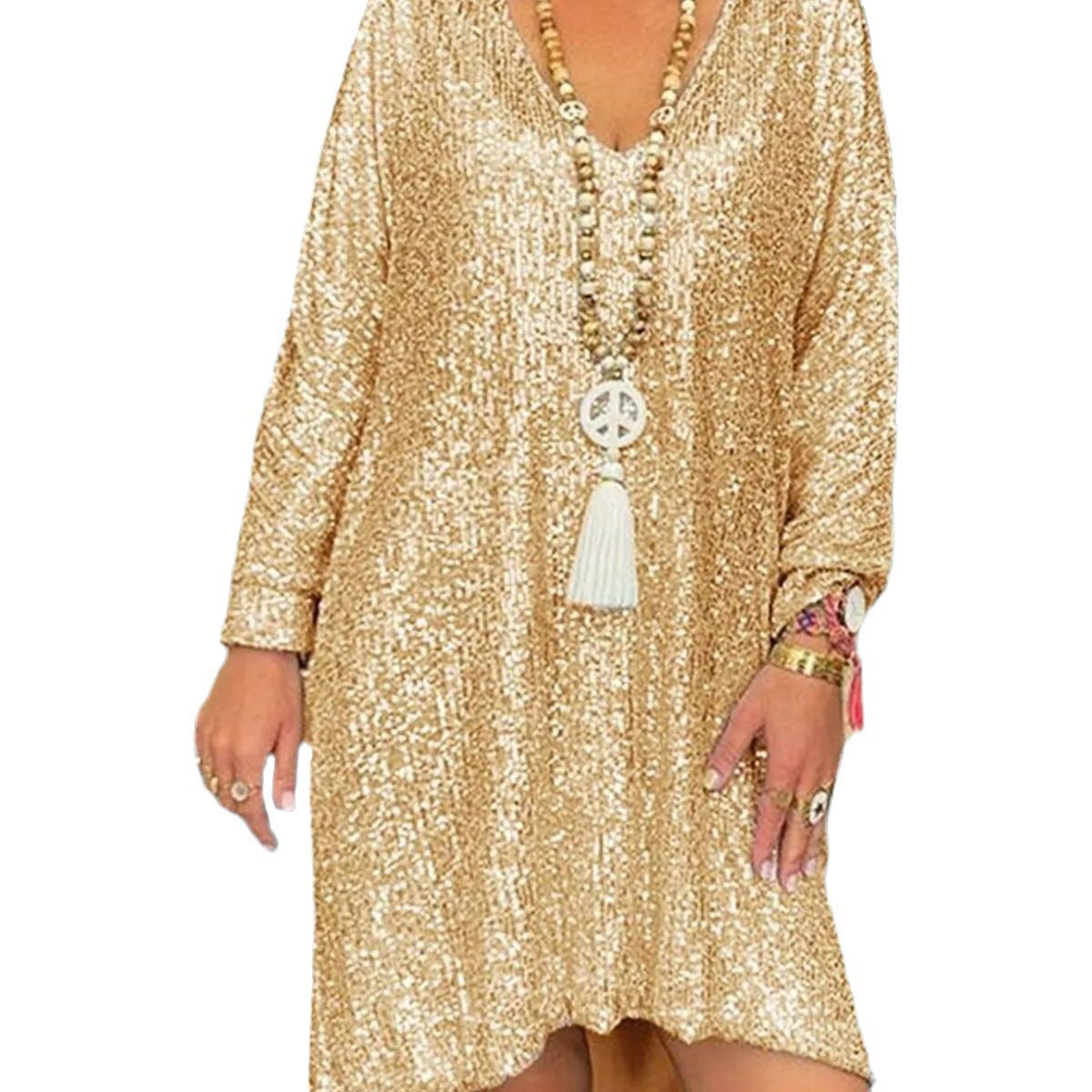 Damen Kaftan-Kleid Glitzernd Lässiger Schnitt Eveloria
