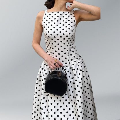 Damen Maxikleid Polka-Dots Voluminöser Rock