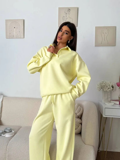 Damen Poloshirt Jogginghosen Set Eveloria Lässig