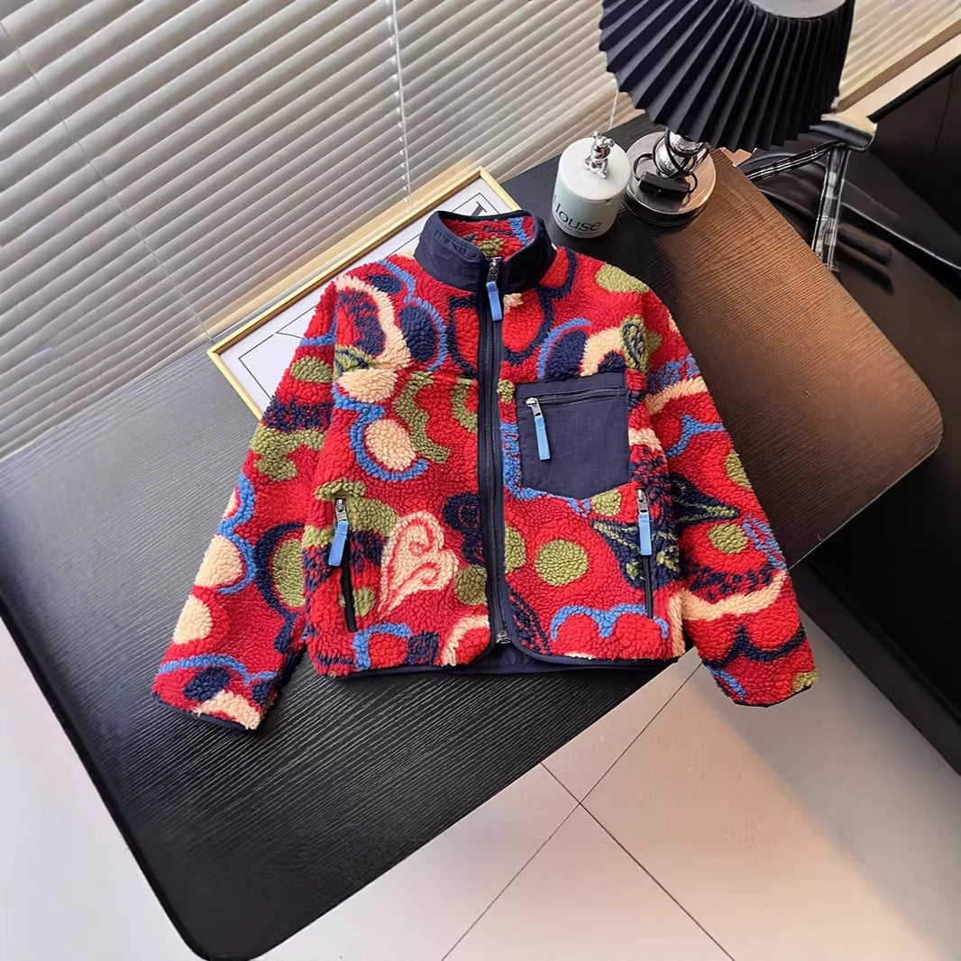 Damen Fleecejacke Bunt Muster Kuschelig Eveloria