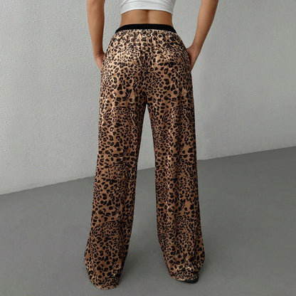 Damen Loungehosen Leopardenmuster Elastisch Eveloria