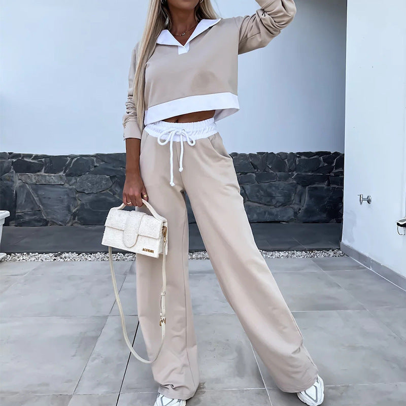 Damen Sport-Loungewear-Set Bequem Mit Kragen