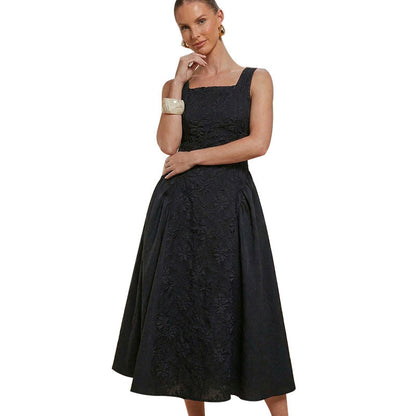 Damen Maxikleid Florale Stickerei Weit Rock Eveloria