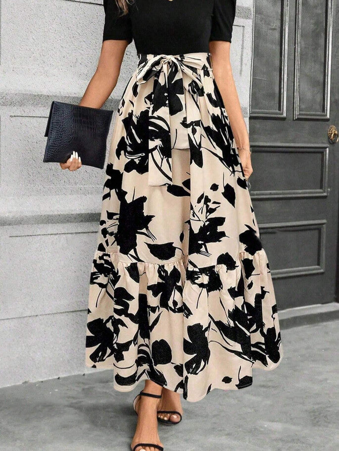 Damen Maxirock Voluminöser Schnitt Florales Design