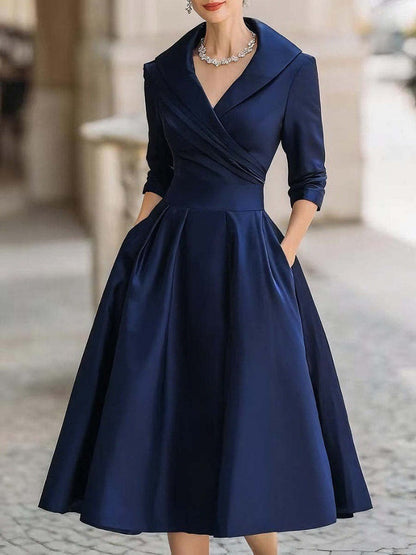 Damen Wickelkleid mit Schößchen und Taschen Eveloria