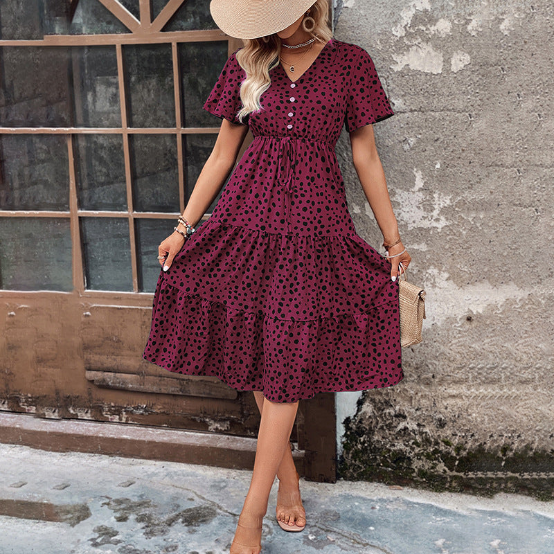 Damen Midi-Kleid Voluminöser Rock Eleganter Bindegürtel Eveloria