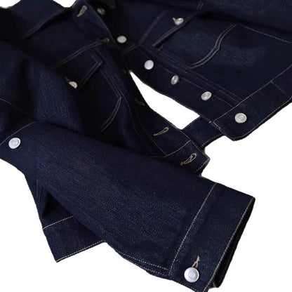 Damen Denimjacke Modisch Dekorative Taschen Blau