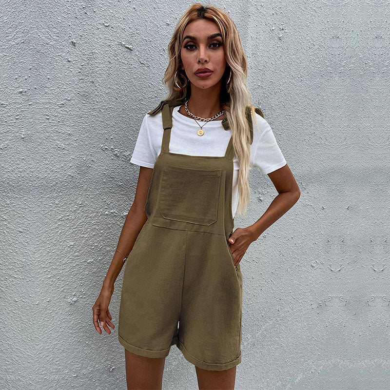 Eveloria Damen Latzshorts mit Taschen und verstellbaren Trägern - Eveloria