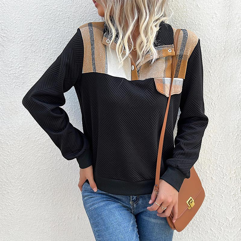 Damen Sweatpullover Strukturiertes Design Modischer Kragen Eveloria