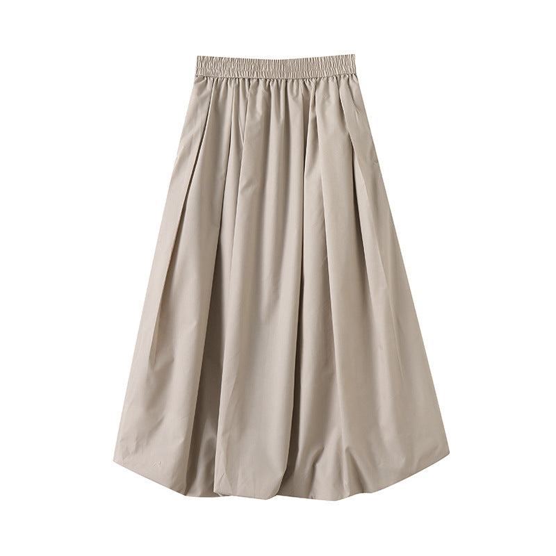 Damen Midirock Elastischer Bund Voluminöser Schnitt Eveloria