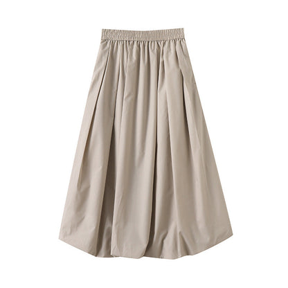 Damen Midirock Elastischer Bund Voluminöser Schnitt Eveloria