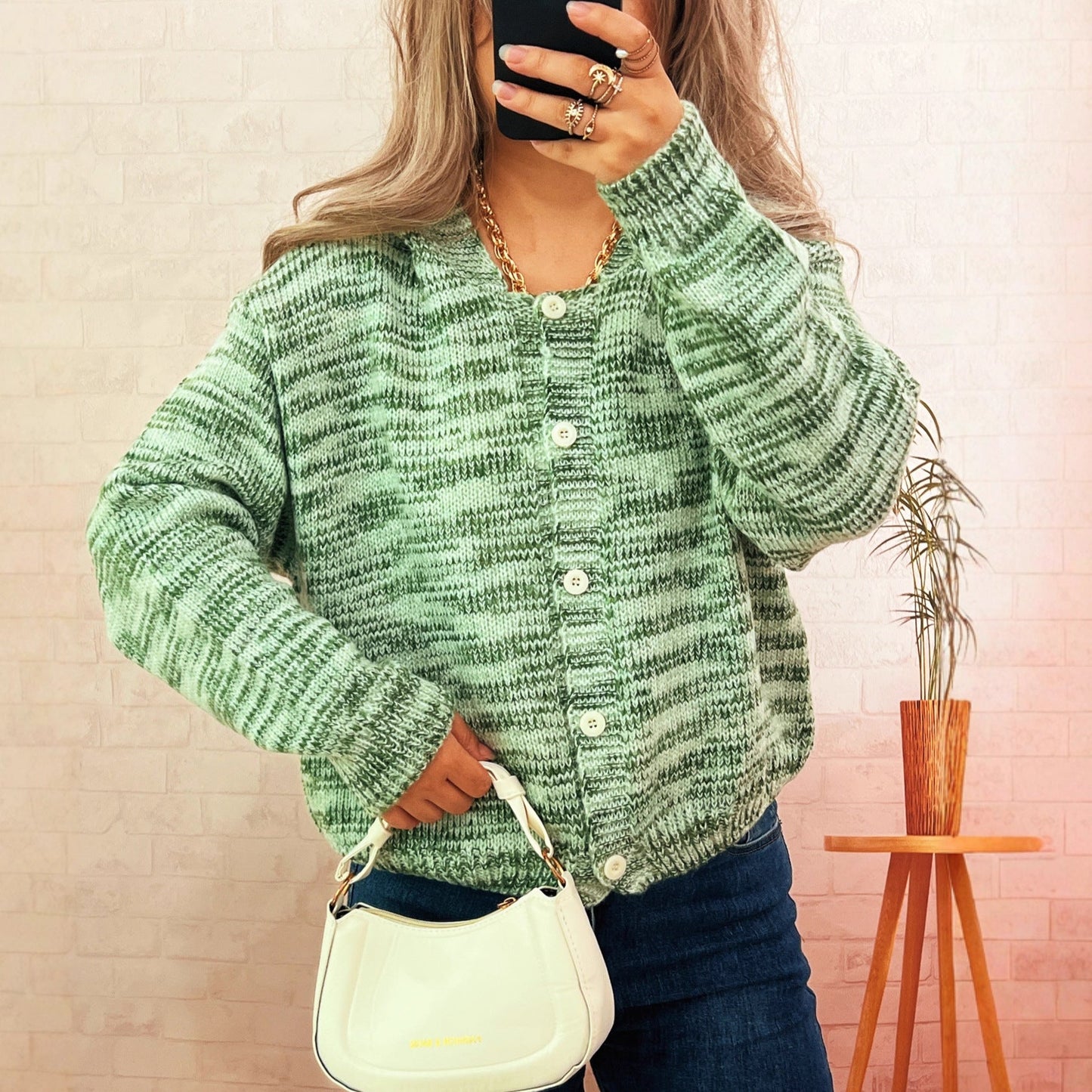 Damen Cardigan Bunt Gestrickt