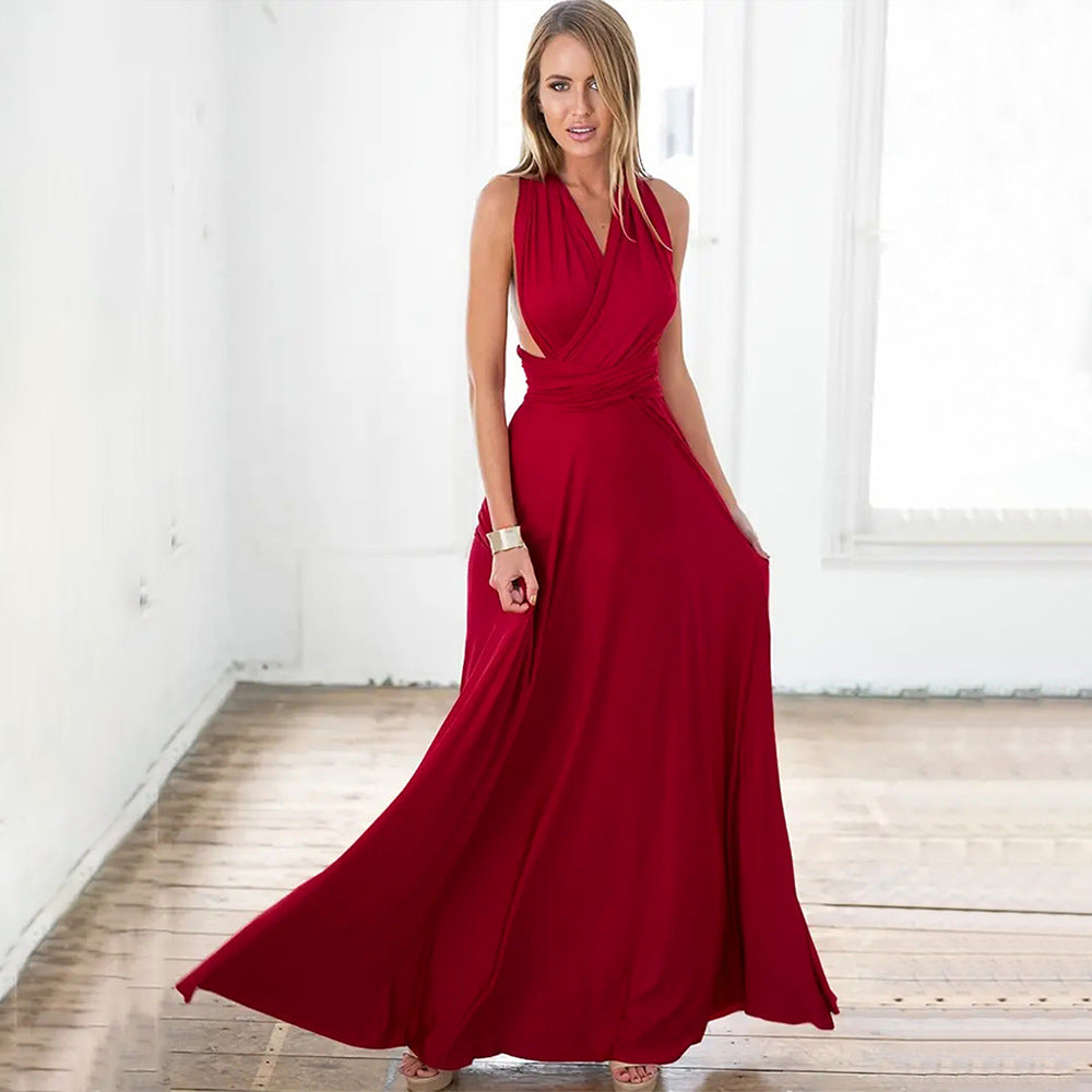 Damen Maxikleid Wickel-Design Figurbetonend Schwarz Eveloria - Eveloria