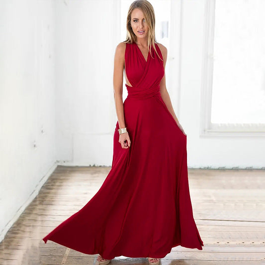 Damen Maxikleid Wickel-Design Figurbetonend Schwarz Eveloria - Eveloria