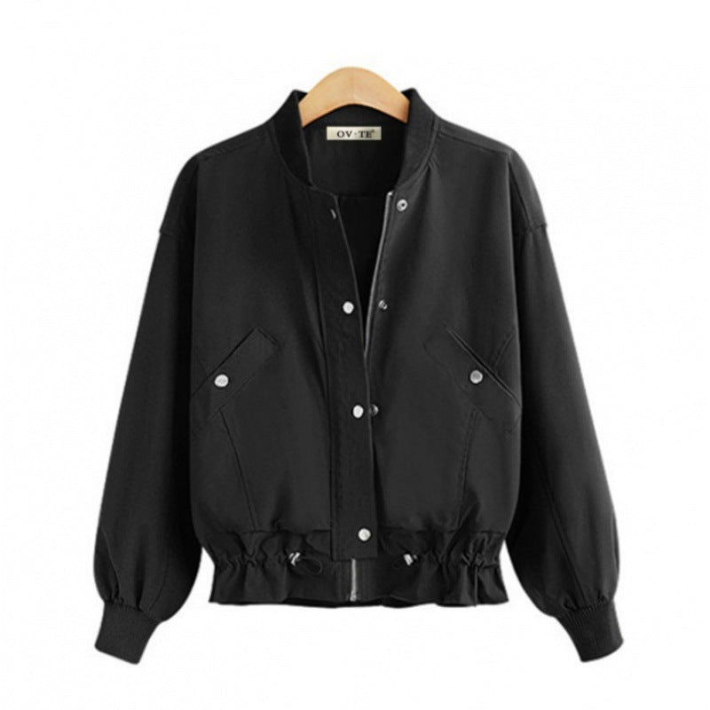 Damen Freizeitjacke Elastischer Bund Praktische Taschen