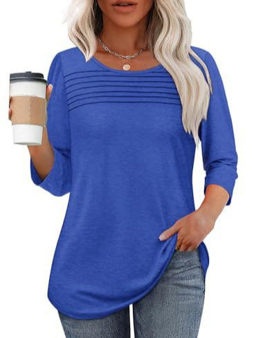Damen Langarmshirt Plissee-Details Eveloria
