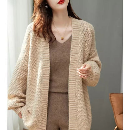 Damen Strickcardigan Oversized Lässig Mehrfarbig - Eveloria