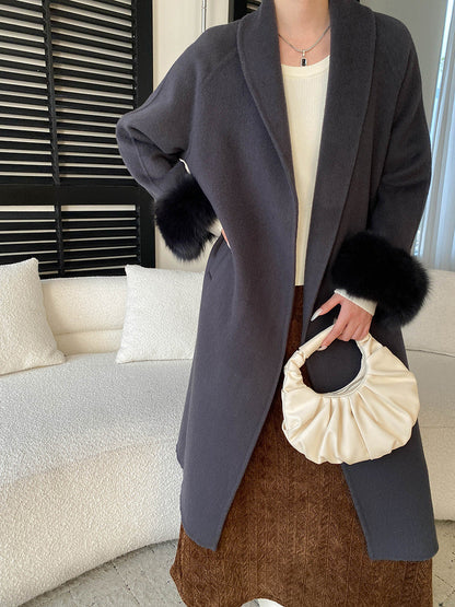 Damen Langmantel Samt Elegant Eveloria