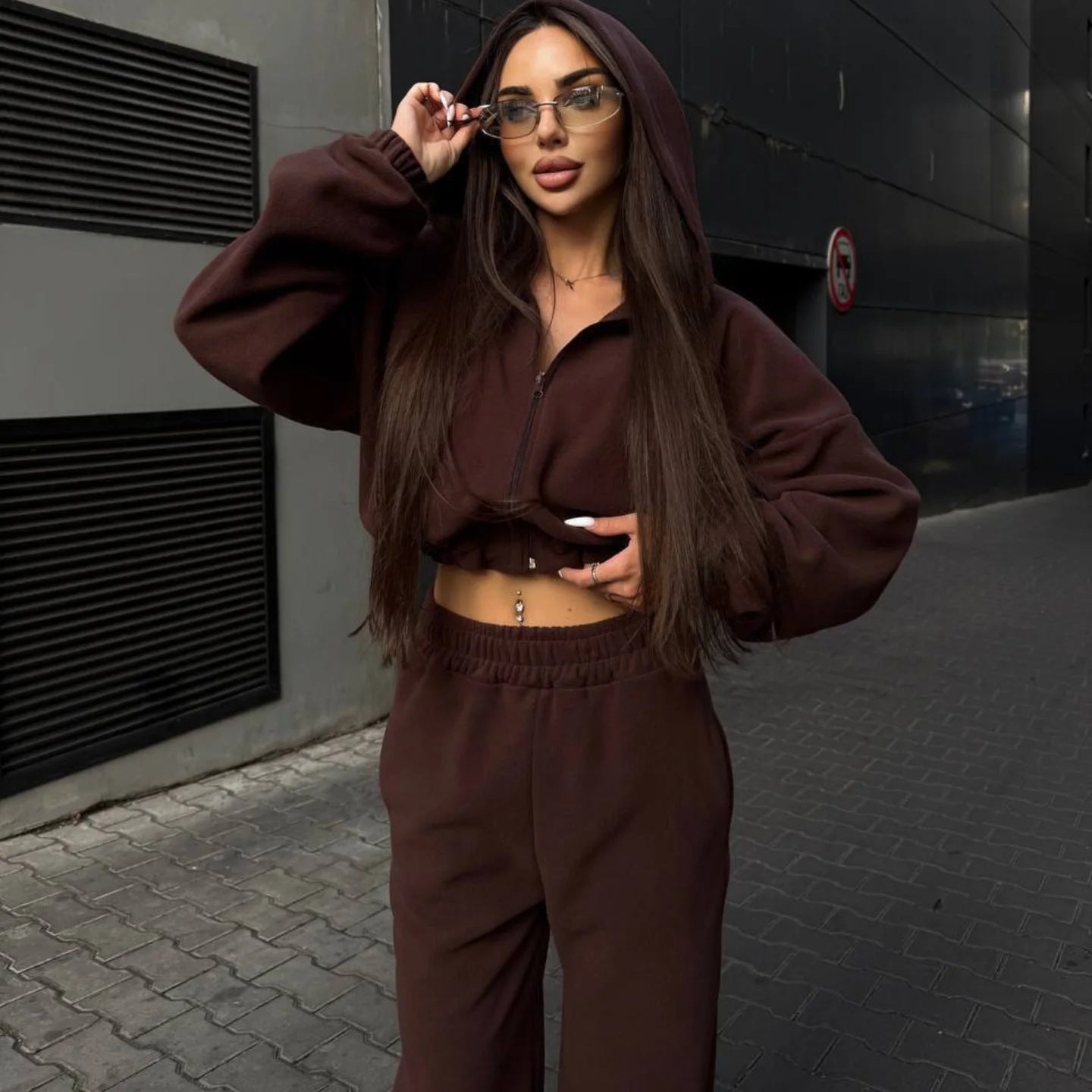 Damen Oversized Jumpsuit mit Kapuze Eveloria