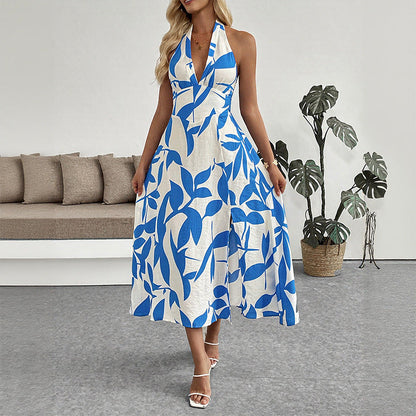 Damen Maxikleid Hohes Schlitzdesign Floralmuster Eveloria