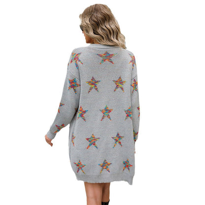 Damen Strickjacke mit Sternenapplikationen Bunt