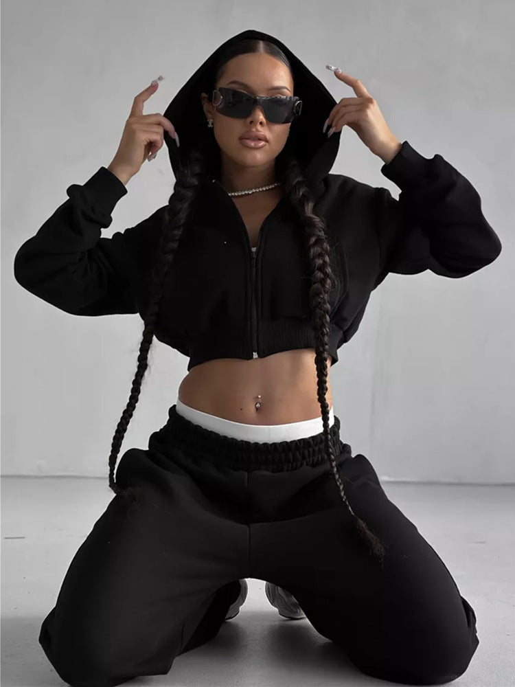 Damen Sportliche Hoodie Jogginghose Set Baumwolle