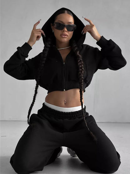 Damen Sportliche Hoodie Jogginghose Set Baumwolle