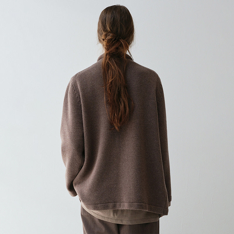 Damen Wolljacke Stehkragen Wärmend Anthrazit Eveloria
