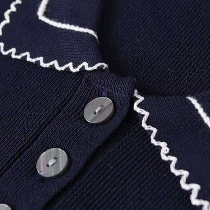 Damen Strickpullover Polokragen Knopfleiste Eveloria