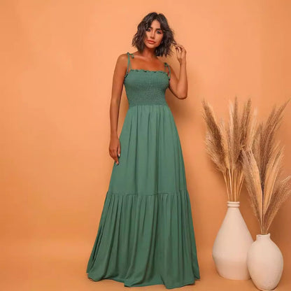 Damen Maxikleid Elastisch Verspieltes Bindeband Eveloria