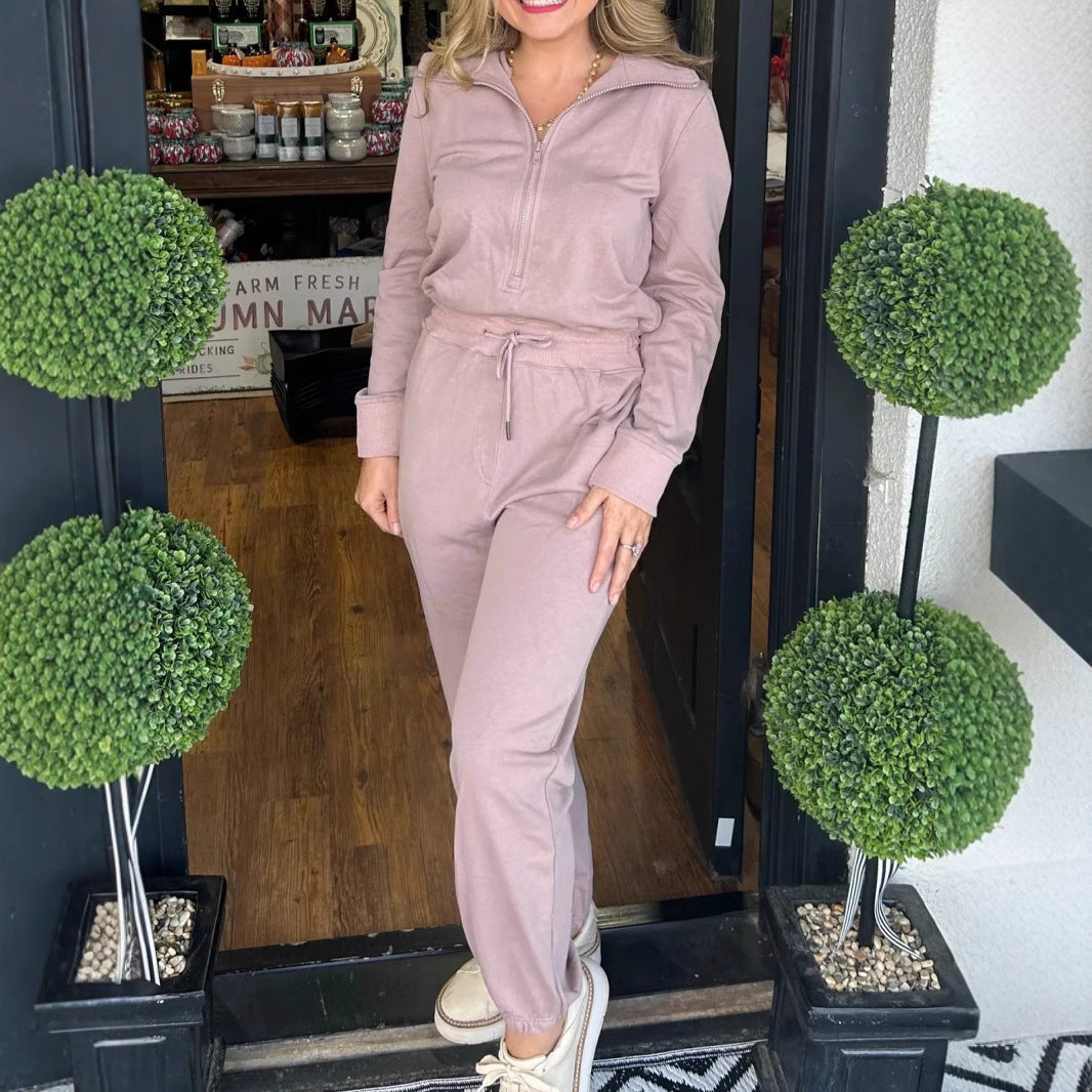 Damen Jumpsuit Stehkragen Taschen Eveloria