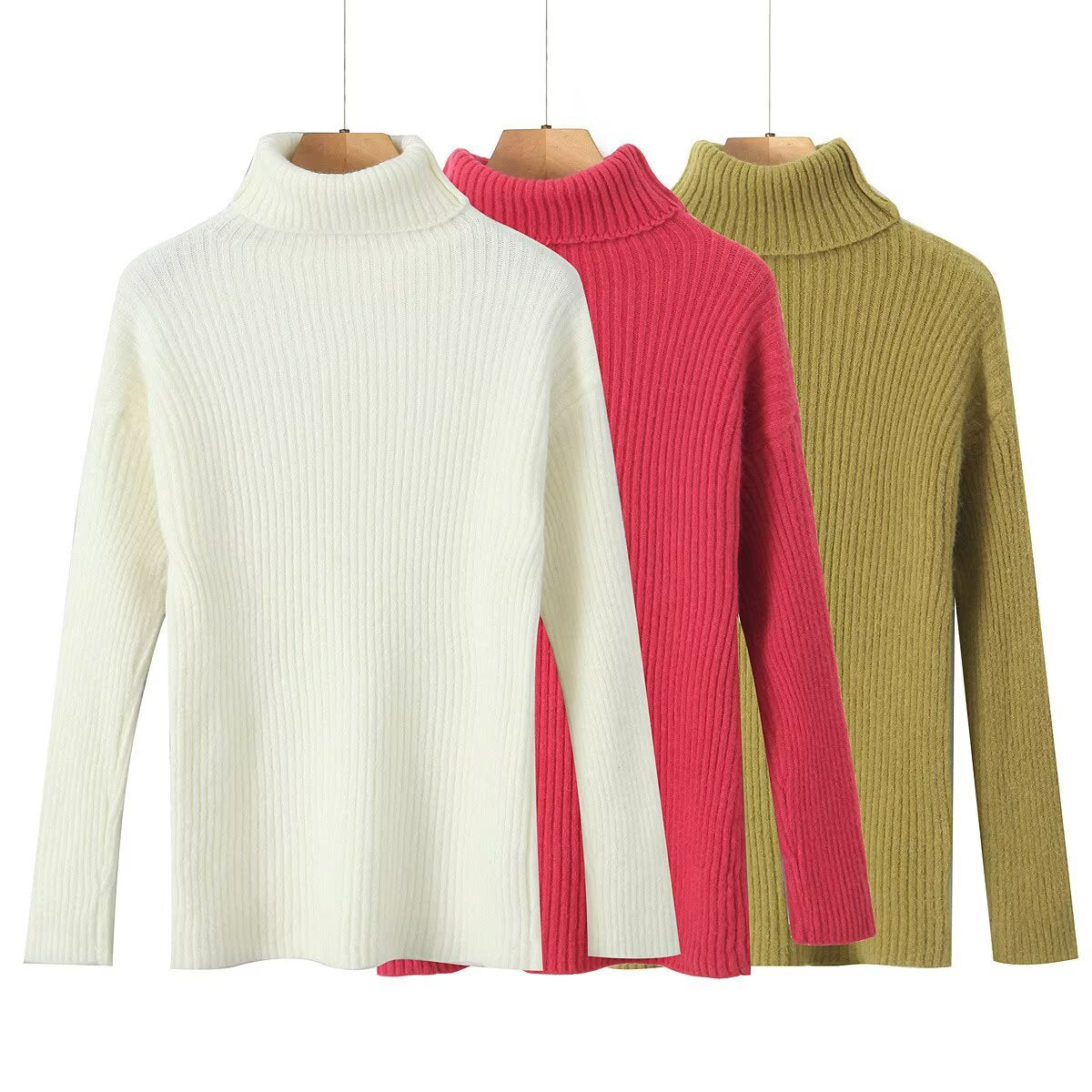 Damen Grobstrickpullover Stehkragen Eveloria - Eveloria