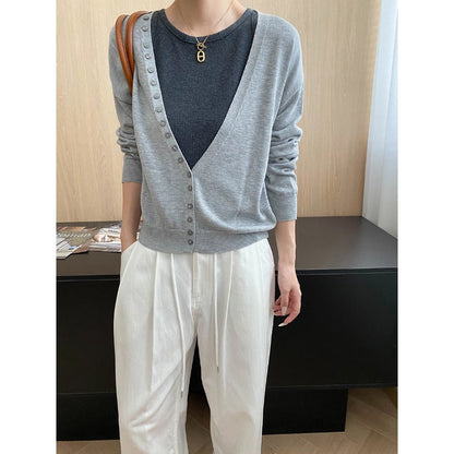 Damen Langarm-Cardigan mit Knöpfen Eveloria