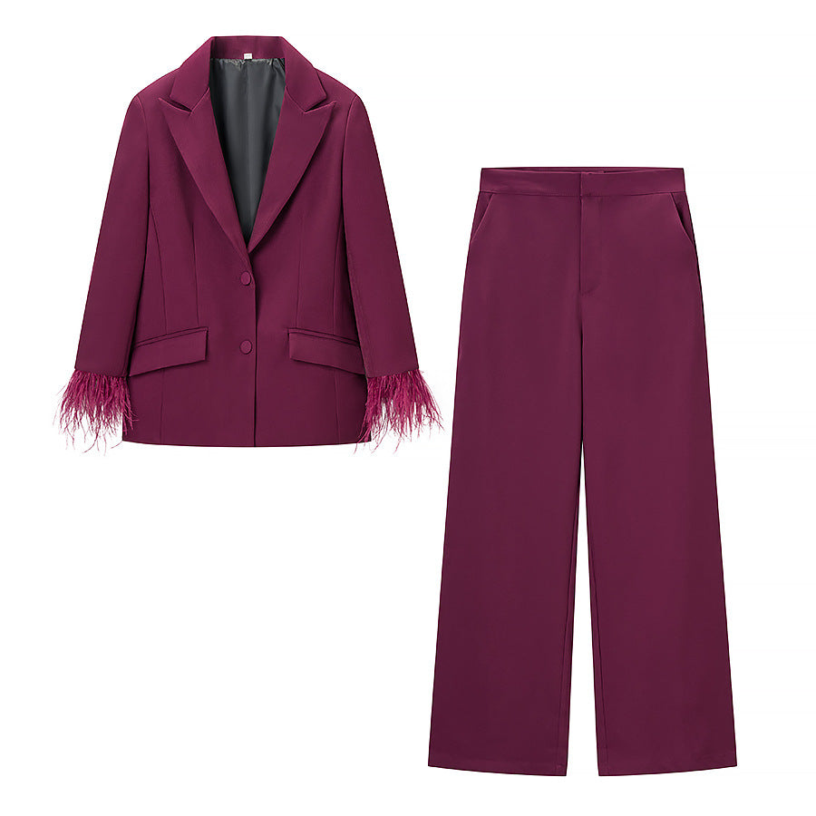 Damen Blazerjacke mit Federbesatz