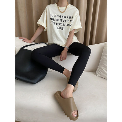 Damen T-Shirt Rundhalsausschnitt mit Aufdruck Baumwolle