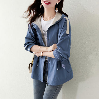 Damen Leichtjacke Übergangsjacke mit Verstellbarem Kapuzen-Design - Eveloria