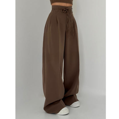 Damen Bundfalten-Hose Elastischer Taillenbund Bequem