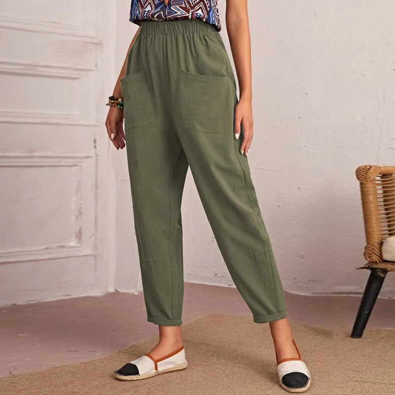 Damen Utility-Hose Elastischer Bund Praktische Taschen