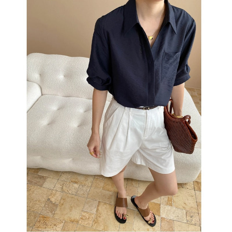 Damen Oversized Hemdbluse mit Brusttasche und lässigem Schnitt