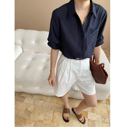 Damen Oversized Hemdbluse mit Brusttasche und lässigem Schnitt