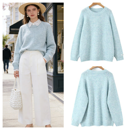 Damen Strickpullover Rundhals Kuschelig Eveloria - Eveloria