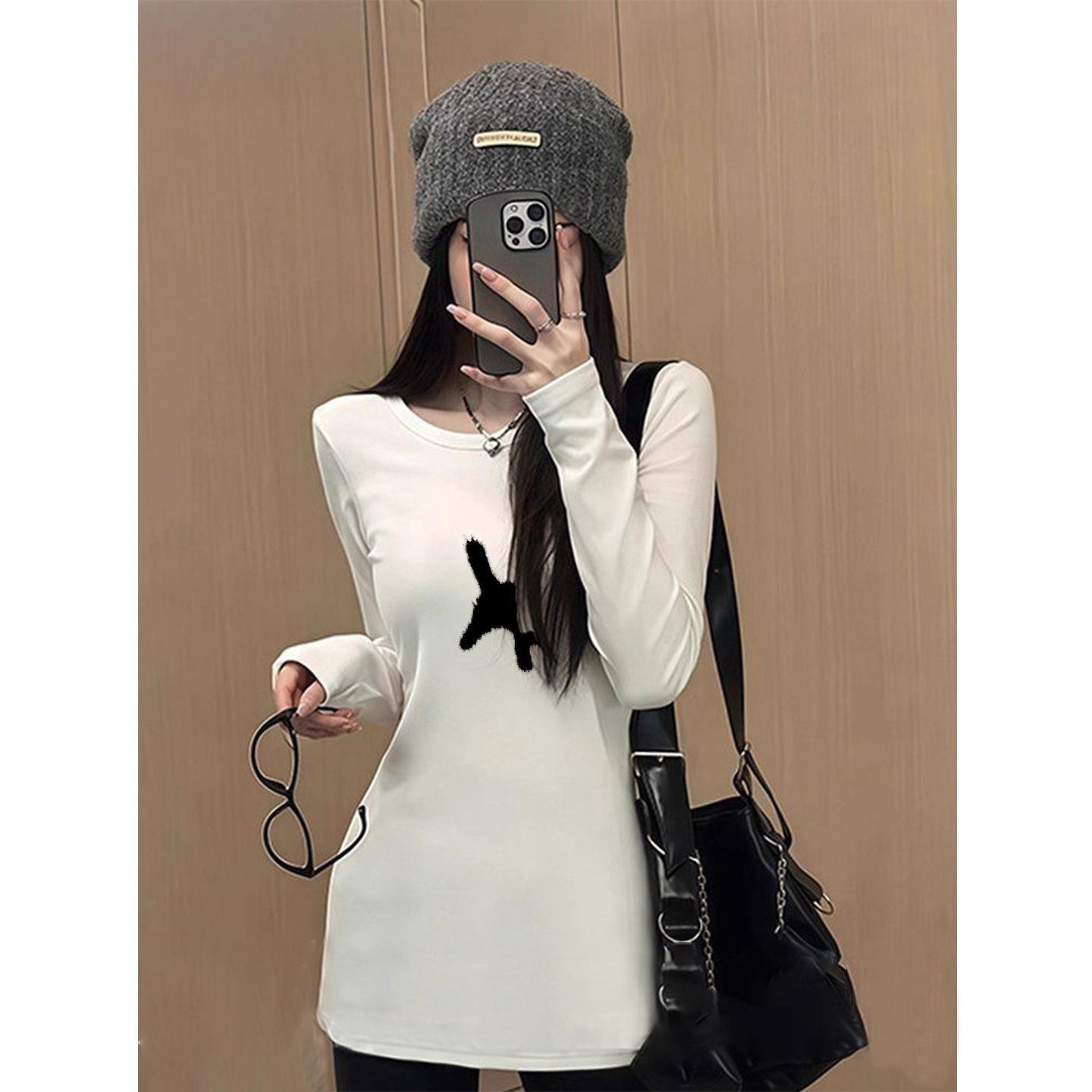 Damen T-Shirt Langarm Rundhals Elegant Weiße Farbe Eveloria - Eveloria
