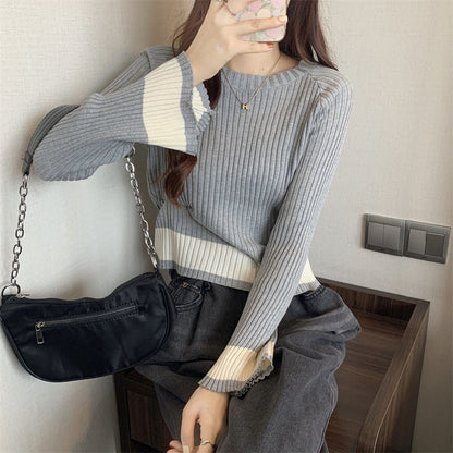 Damen Rippstrickpullover Lässiger Schnitt Eveloria