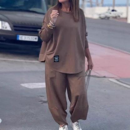 Damen Wohlfühl-Set Oversized Oberteil Bequeme Hose Eveloria - Eveloria