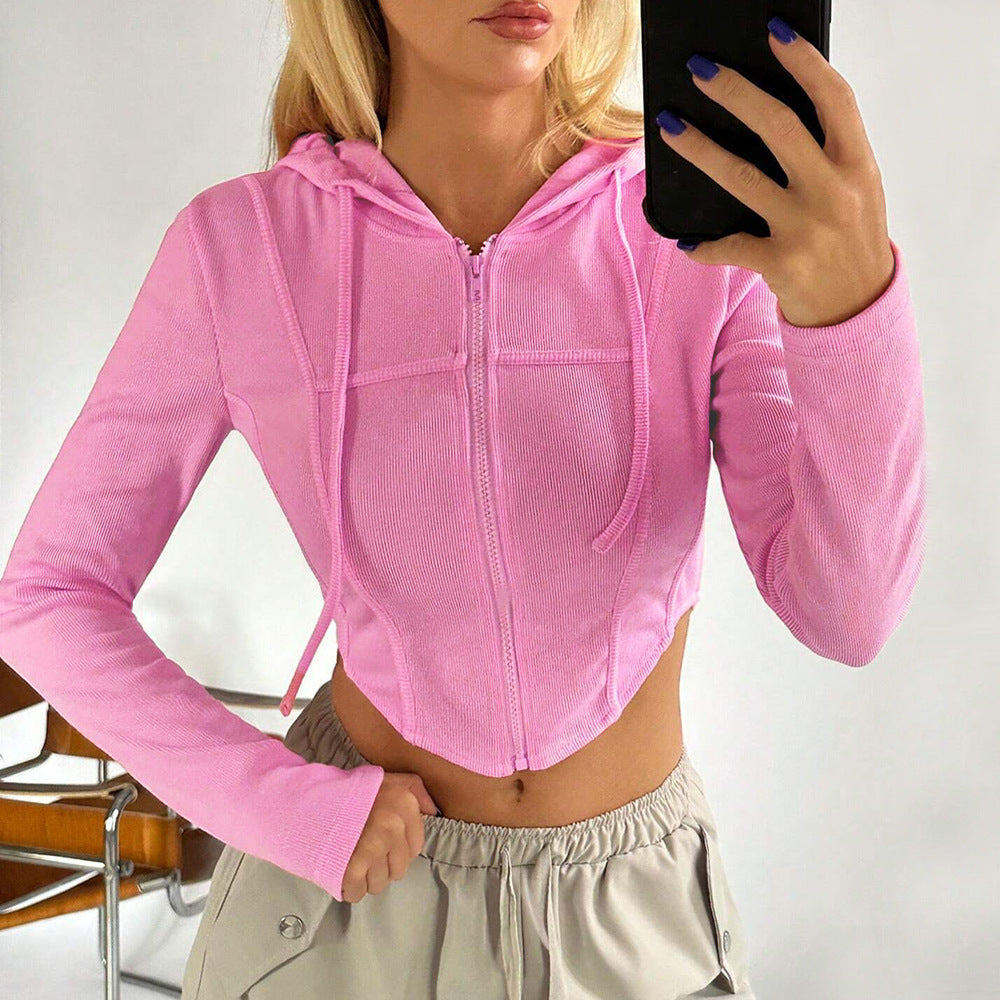 Damen Cropped Hoodie Langärmlig Figurbetonend Eveloria - Eveloria