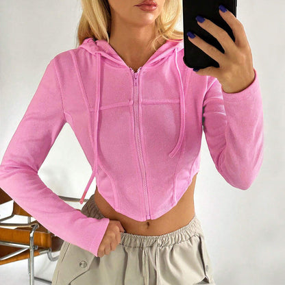 Damen Cropped Hoodie Langärmlig Figurbetonend Eveloria - Eveloria