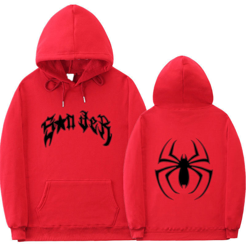 Damen Kapuzenpullover Spinnenmotiv Grobdruck Eveloria