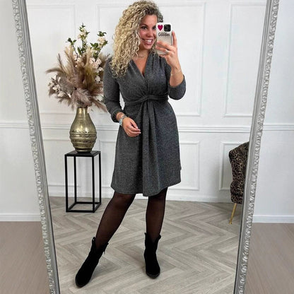 Damen Wickelkleid Elegantes Rüschenkleid Tailliert Eveloria