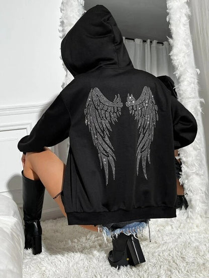 Damen Hoodie Flügel-Design Funkelnd Eveloria - Eveloria