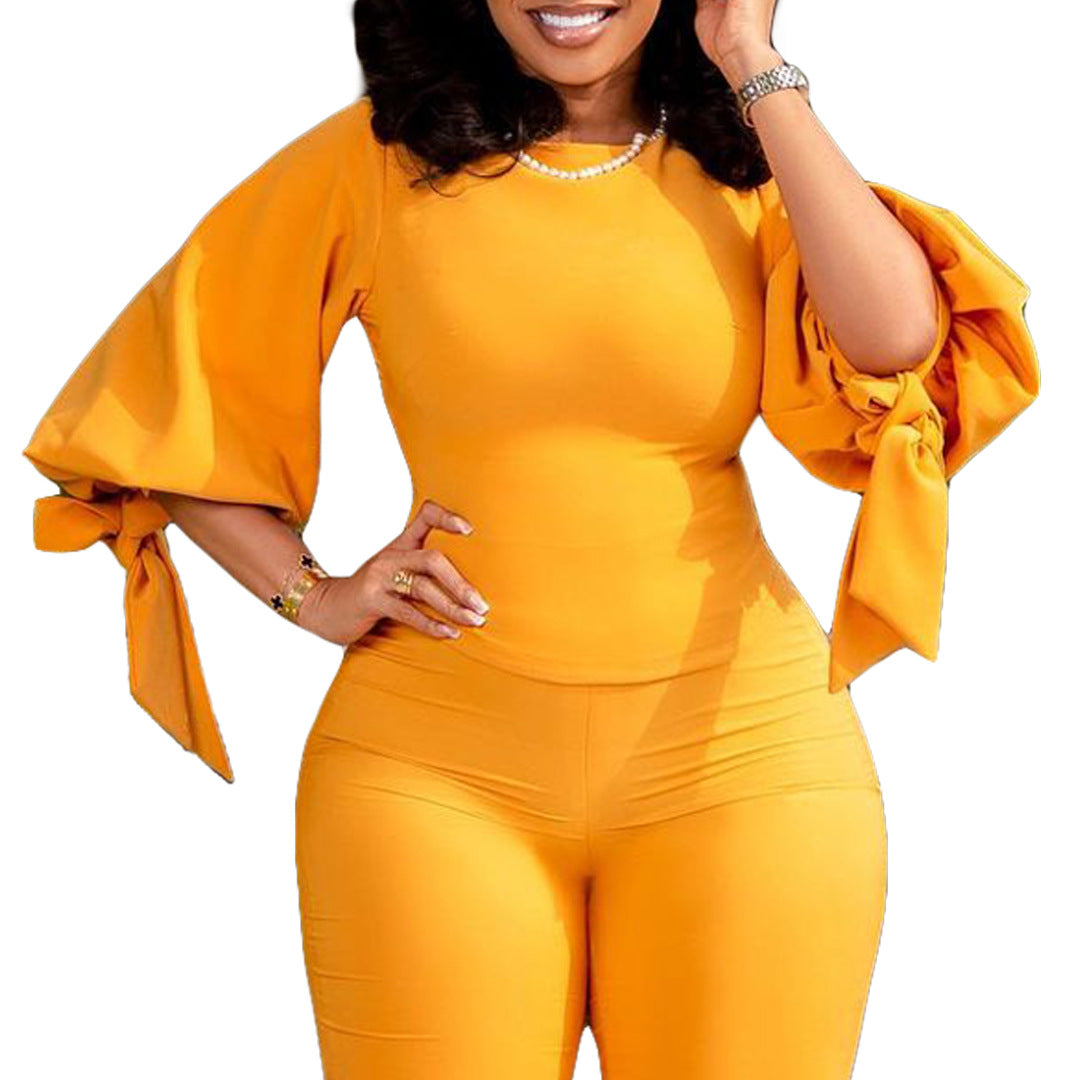 Damen Bluse mit Taillenband Puffärmel Blümchenmuster